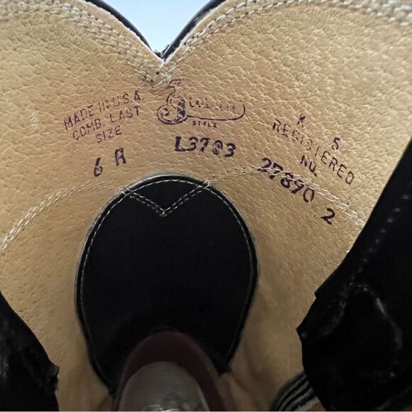 Justin Womens Ropers Black Leather L3703 Western Cowgirl Boots Size 6A - Picture 8 of 9